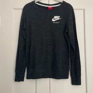 Nike womens size XS wide neck sweatshirt heathered charcoal grey